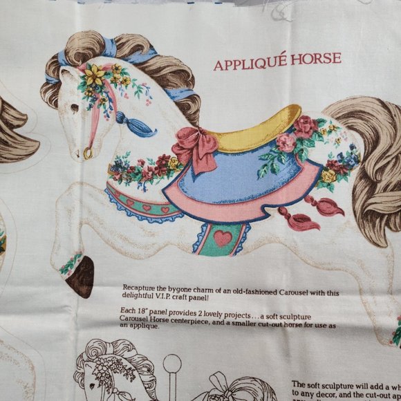 Carousel Horse/Fabric Craft Panel & Applique/2 panels VTG - Picture 6 of 7